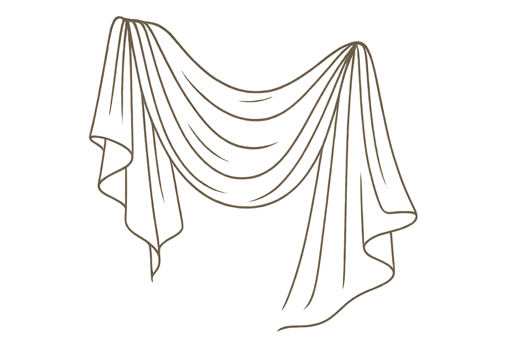 Premium Fabrics - no background, minimalistic design, include "Premium Fabrics" below image, i need a art, a line art, thin lines, premium look 